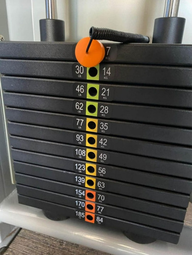 Crossover En V Con Peso Integrado Para Gimnasio / Gym Estructura Gris Tapizado Negro