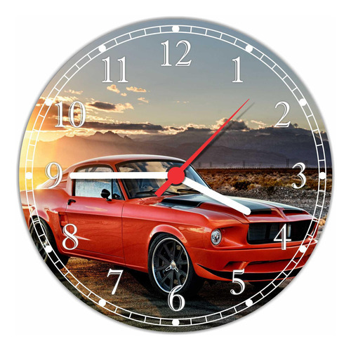 Relógio De Parede Carro Mustang Gg 50 Cm Quartz Decorar