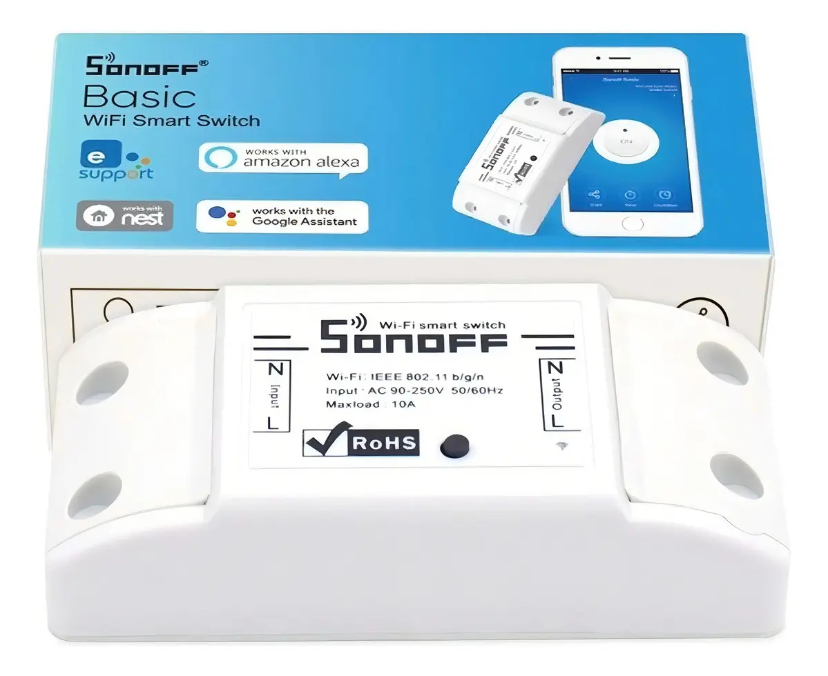 Interruptor Wi-Fi Sonoff Branco Automação Residencial Alexa Google Home