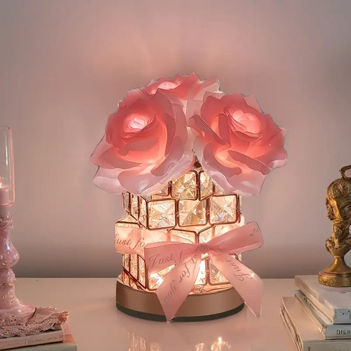Lámpara De Escritorio Led Regulable Con Rosas Usb