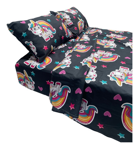 Sábanas Microfibra Super Frescas Tacto Algodon Mt Vero Hogar Unicornio Noche Microfibra