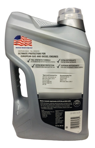 Imagen 2 de 6 de Aceite De Motor Valvoline European Vehicle 0w40 4,73 L