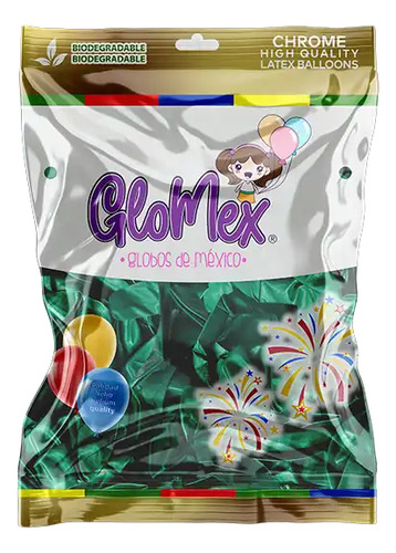 50 Globos Glomex #10 Cromado Elige Colores Glomex Verde Cromado Glomex 10