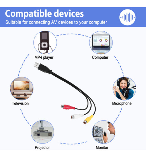 Cable Usb A 3rca, Usb Hembra A Vídeo Av Compuesto, Rgb, 3 Rc