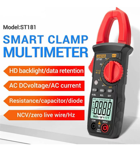 Pinza amperimétrica digital Aneng St181, 4000 conteos, 400 A