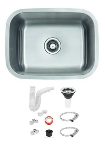 Fregadero Tarja Submontar Tina Sencilla Acero Inox Con Kit