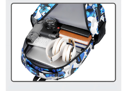 Mochila Escolar Sanmu Wngting Color Azul Diseño Lisa 24l