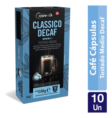 10 Capsulas Cafe Nespresso Descafeinado Cuisine & Co España
