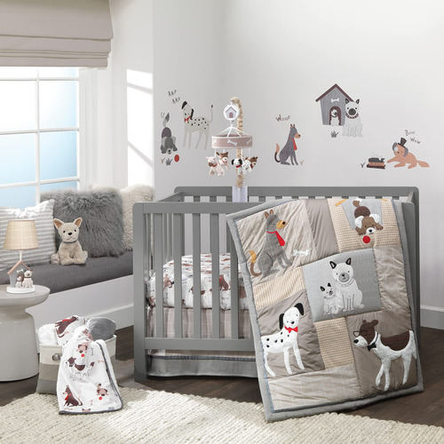 Lambs & Ivy Bow Wow - Juego De Ropa De Cama Para Cuna De Beb