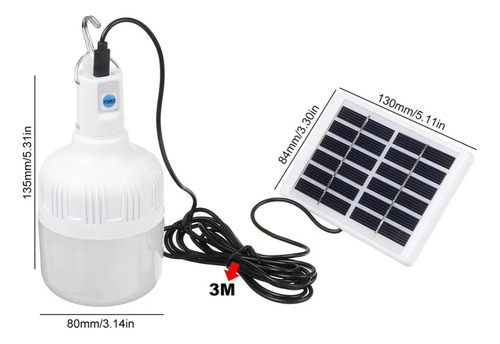 Lampara Ampolleta Led Usb Portátil + Panel Solar + Control