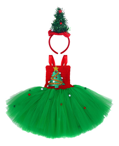 Disfraz De Árbol De Navidad Para Niñas, Vestido De Fiesta De