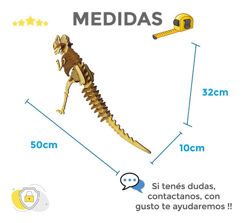 Imagen 3 de 7 de Rompecabezas 3d Dinosaurio T-rex Tiranosaurio Rex Envio Flex