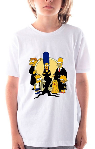 Imagen 4 de 6 de Remera Simpson Locos Addams Hombre Mujer Niños Modal Premium