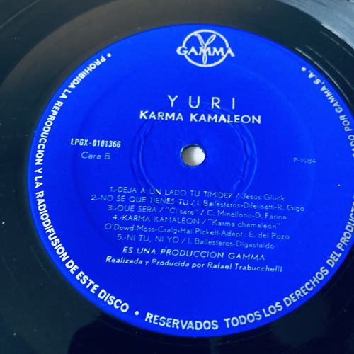 Yuri / Karma Kamaleon Lp Vinilo 1984 1a Edicion (Usado)
