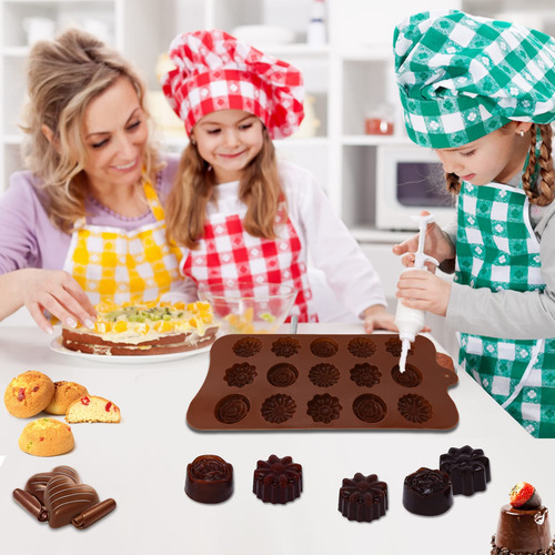 Paquete De 4 Moldes De Silicona Para Chocolate Flor