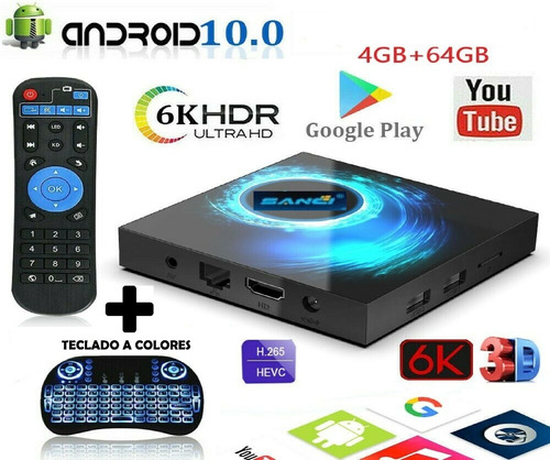 Imagen 1 de 8 de Tv Box Android 10.1 / 64gb / 4gb Convertidor D Tv A Smart Tv