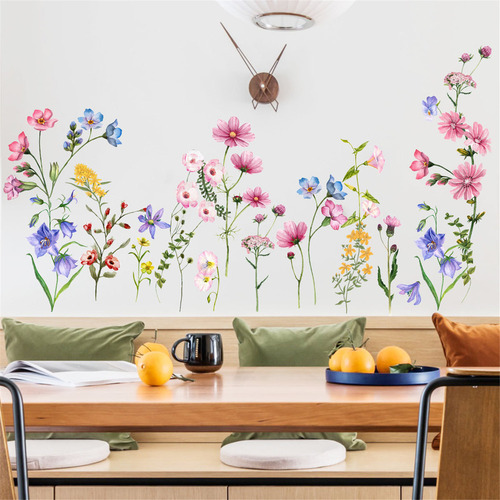 ` Adhesivo De Pared Con Forma De Planta Y Flor De Cristal