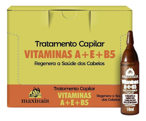Ampola De Vitamina Maxihair 10ml A + E + B5 - Kit C/ 24un