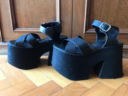 Zapatos Sandalias Plataforma Taco Negro Mujer Talle 38