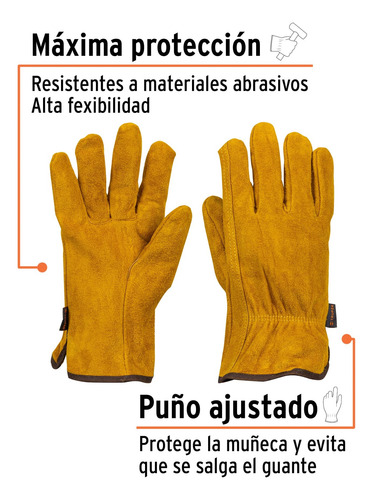 Guantes Carnaza Uso Rudo Ajustable Grande Truper 14240