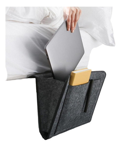 Imagen 6 de 10 de Organizador Cama Negro Bolsa Revistero Sofa Control Celular
