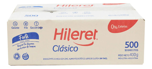 Edulcorante Hileret Clasico Forte 500 Sobres 400 Grs Total