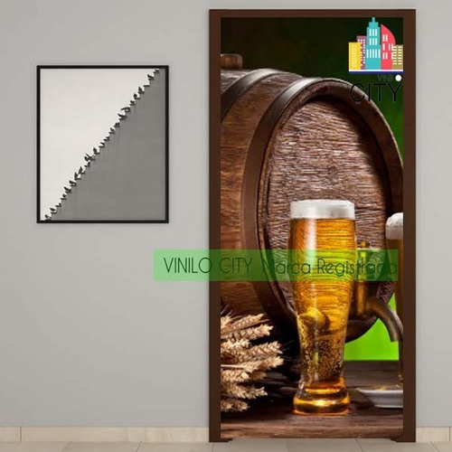 Vinil Decorativo Para Puerta Cerveza De Barril Mod273