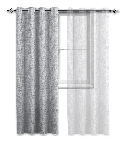 Cortina Blackout 100% Anti Luz, 1 Paño 140x220 Textura Lino Color Gris claro