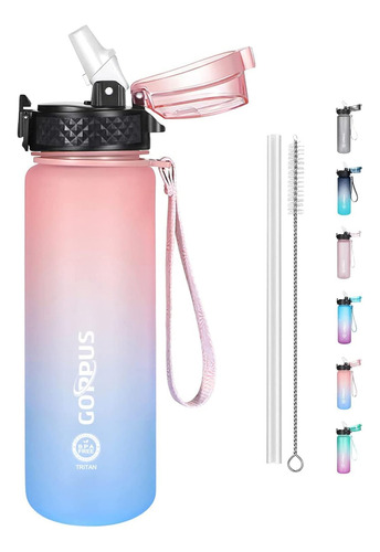 Goppus Botella De Agua Para Niños Con Tapa Con Boquilla De P