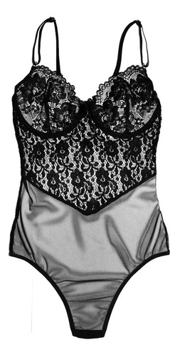 Body Mujer Encaje Con Transparencia Less Negro