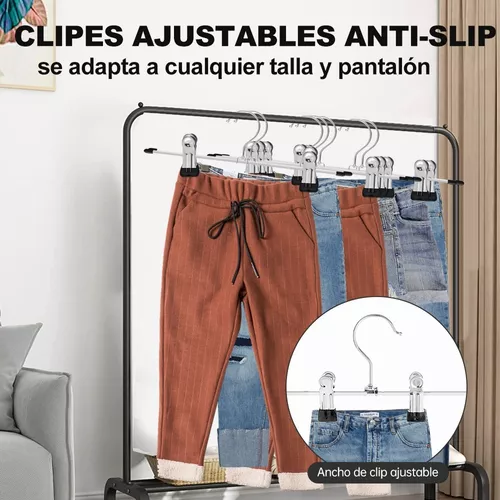 Perchas para pantalones con clips, perchas antideslizantes para