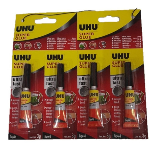 Pomo Pegamento Universal Uhu Super Glue Pack X12