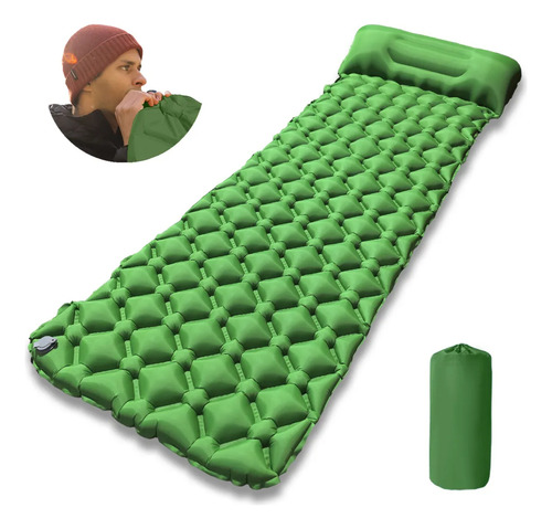 Colchón Inflable Individual Colchones Inflables Acampar Verd Verde Musgo