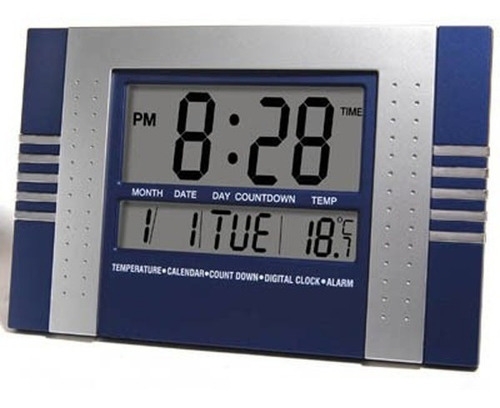 Imagen 4 de 9 de Reloj Digital Pared Y Mesa Temperatura Calendario Alarma