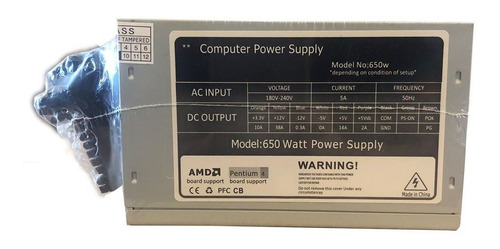 Imagen 2 de 4 de Fuente De Poder Amd Atx 650w Pc 24pines Amd Intel Ide Sata.