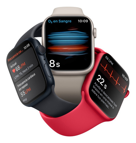 Imagen 5 de 9 de Apple Watch Series 8 GPS - Caja de aluminio medianoche 45 mm - Correa deportiva medianoche - Patrón