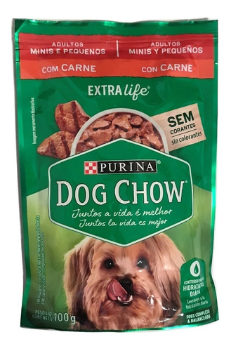 Imagem 1 de 1 de Dog Chow Sachê Adultos Raças Pequenas Com Carne 100g