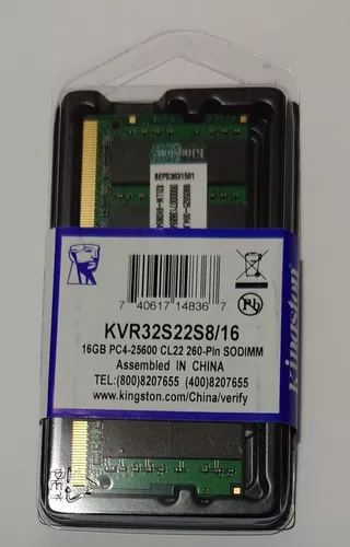 KVR32S22S8/8 - Memória de 8GB SODIMM DDR4 3200Mhz 1,2V 1Rx8 para noteb