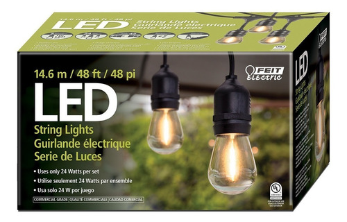 Imagen 2 de 4 de 5 Tiras Led De 24 Focos Luces Serie Vintage Exterior 14.6m