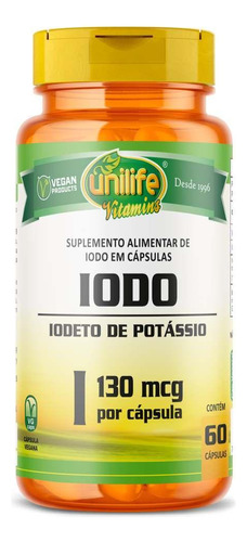 Iodo - Iodeto De Potássio 450mg 60 Caps - Unilife