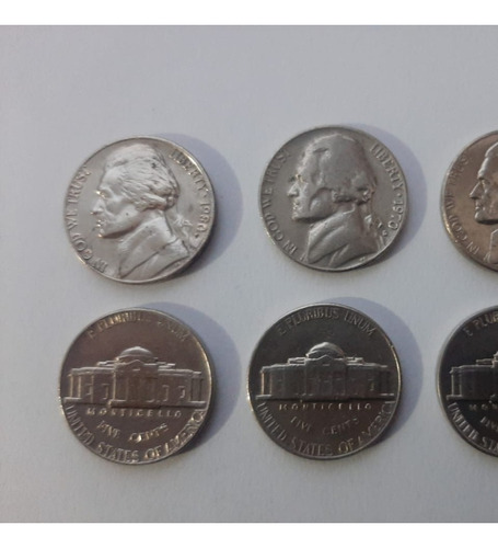 Lote Monedas 5 Centavo Estados Unidos - Años De 1970 A 1980