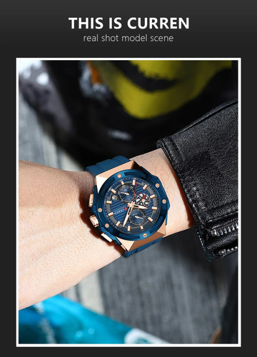 Reloj De Cuarzo Curren 8462 Para Hombre, Correa De Silicona,