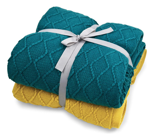 Knitted- Throw- Blanket- Set- Soft- Small Manta Para Silla 2