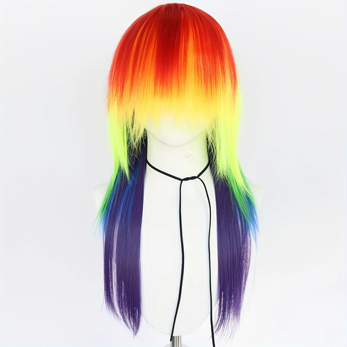 New Rainbow Dash Cosplay Long Straight Rainbow Synthetic