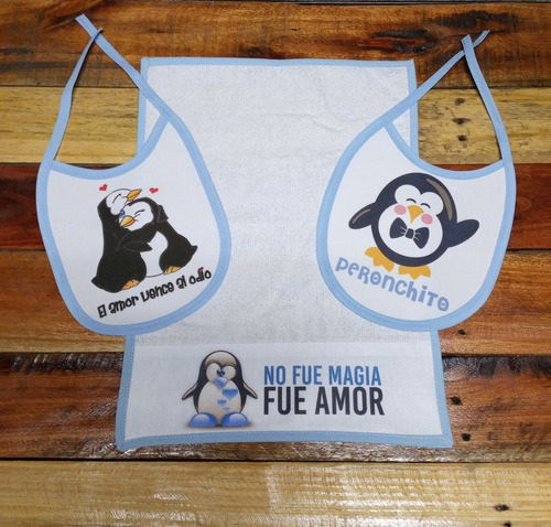 Imagen 1 de 3 de Combo 2 Baberos Y 1 Toalla Kirchneristas Peronistas Pingüino