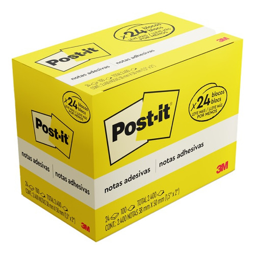 Bloco Adesivo Post-it 24 Blocos De 100 Folhas 3m