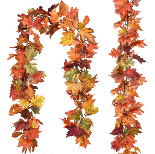 L Paquete De 2 Guirnaldas De Otoño De Hojas De Arce,