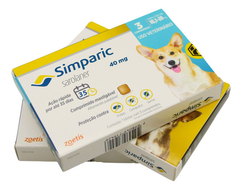 Imagem 5 de 6 de Anti Pulgas Simparic 40mg C/3comp Cães 10,1 A 20 Kg