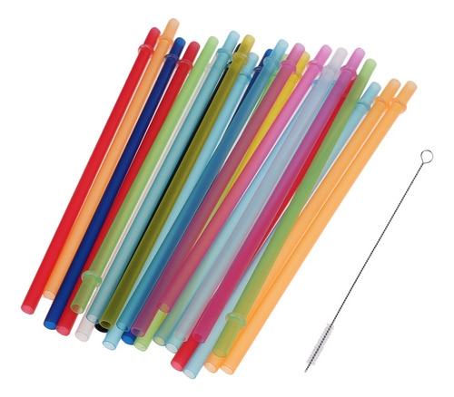 50 Reusable Rigid Plastic Striped Straws