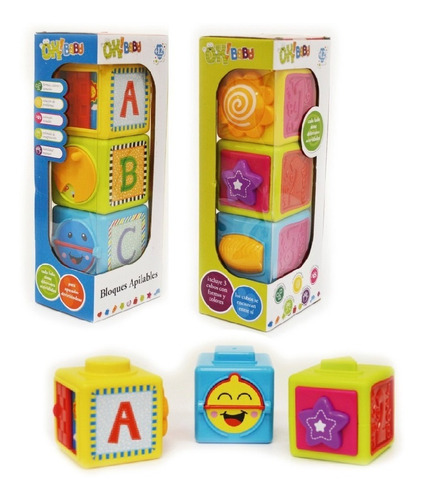 Cubos Apilables Bebe Bloques Ok Baby Formas Colores 0120 Edu